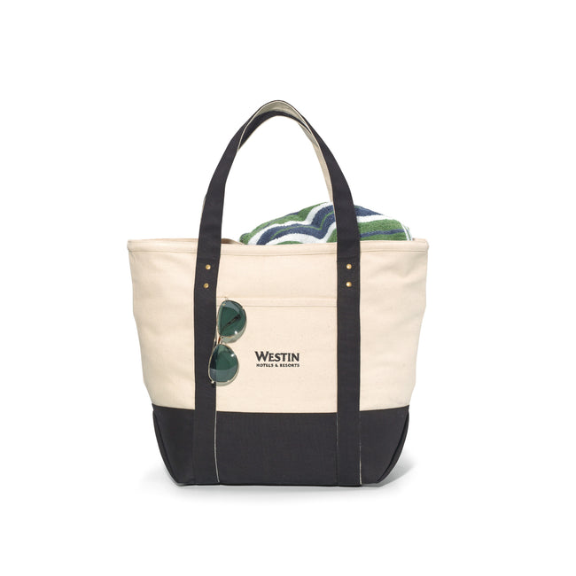 Seaside Cotton Canvas Zip Tote with Brass Rivets Full Color