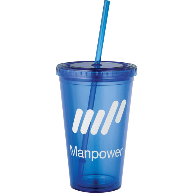 Sedici Double Wall Tumbler with Straw, 16 oz