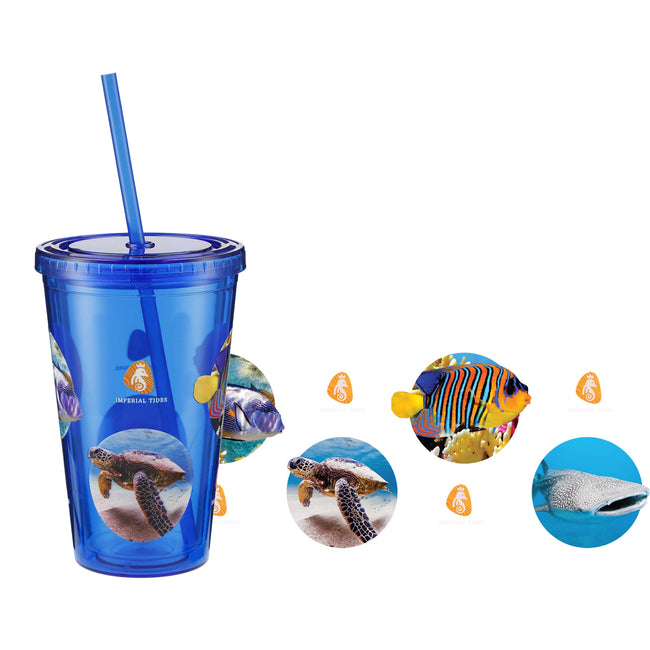 Sedici Double Wall Tumbler with Straw, 16 oz