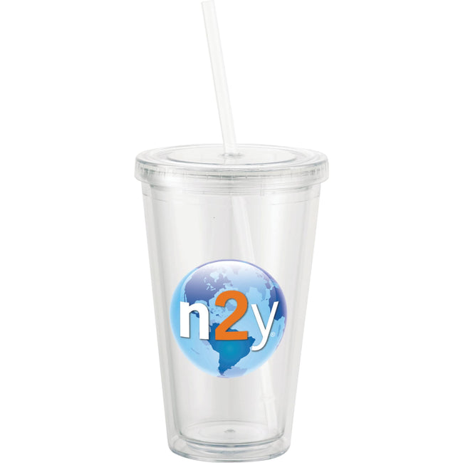 Sedici Double Wall Tumbler with Straw, 16 oz Full Color