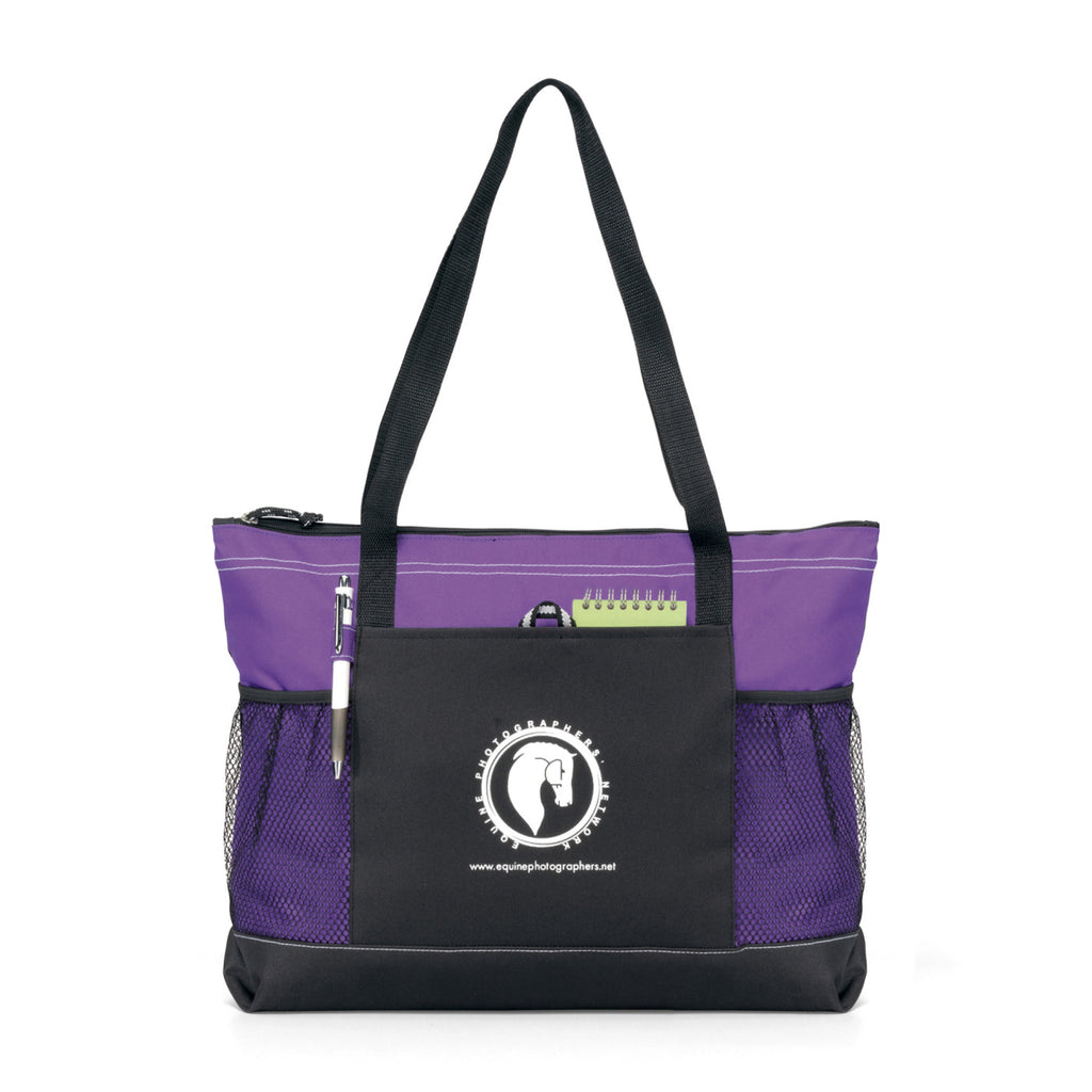 Select Zip Tote with Mesh Bottle Pockets Embroidery - Purple - View 1