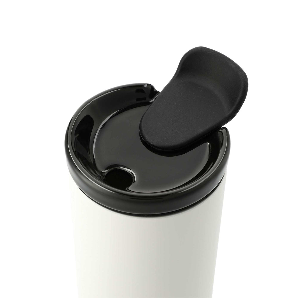 Seneca Tumbler with Ceramic Lid and Lining, 16 oz Laser Engraving - White - Left Angle 2