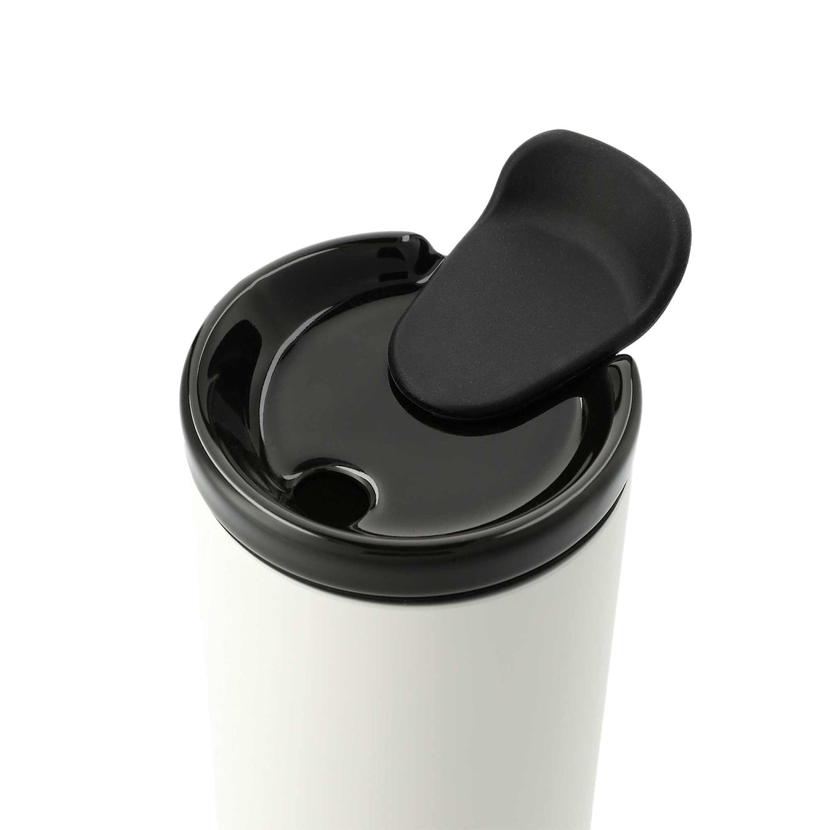 Seneca Tumbler with Ceramic Lid and Lining, 16 oz Laser Engraving - White - Left Angle 2