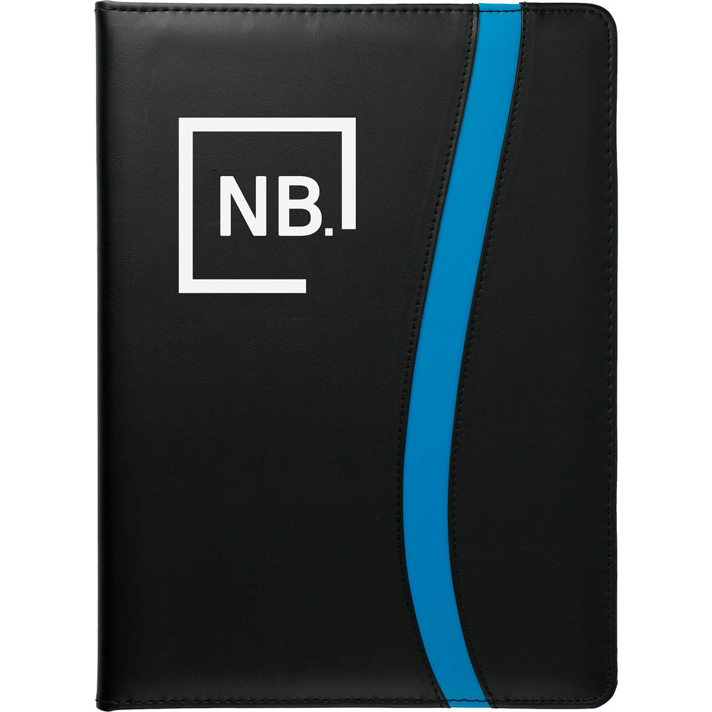 Session Padfolio with Colored Trim - Black w/Blue Trim - Front