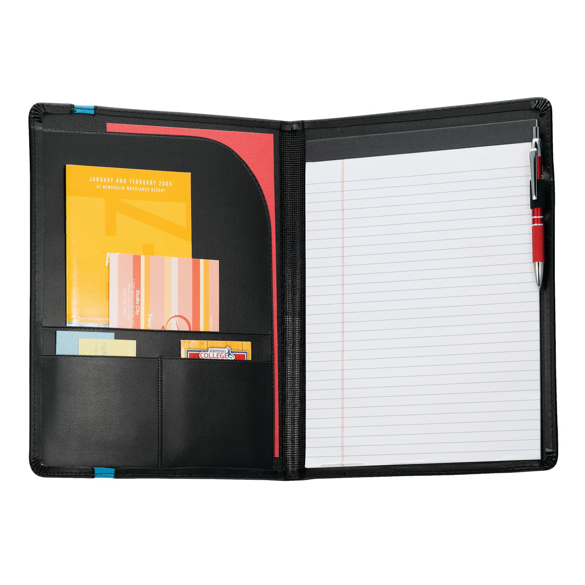 Session Padfolio with Colored Trim - Black w/Blue Trim - Photo