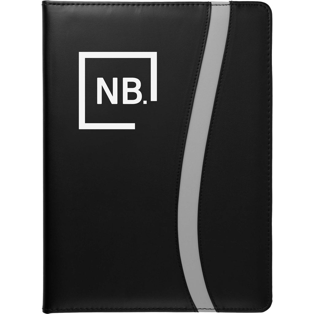 Session Padfolio with Colored Trim - Black w/Gray Trim - Front