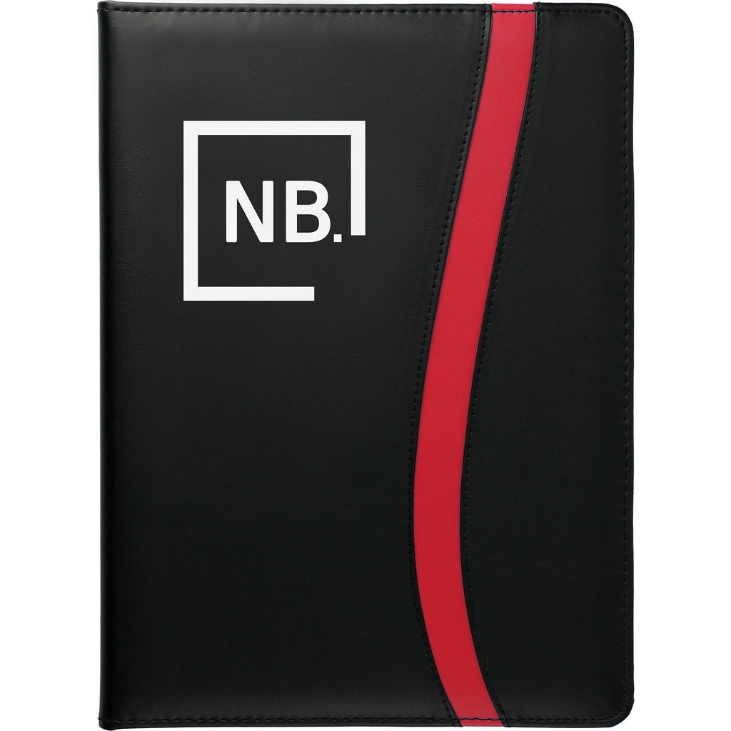 Session Padfolio with Colored Trim - Black w/Red Trim - Front