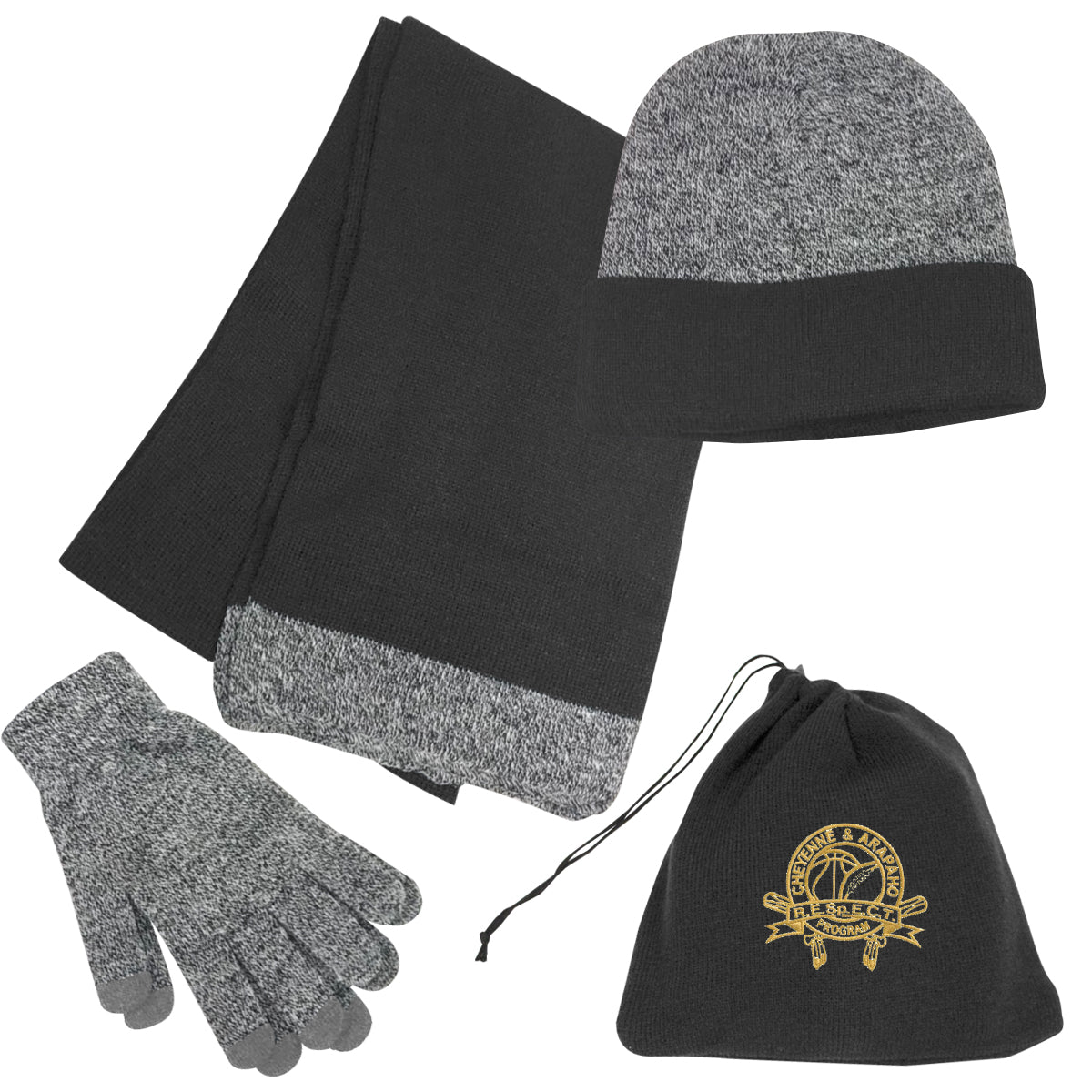 Set for Cold Weather - Gray - Embroidery