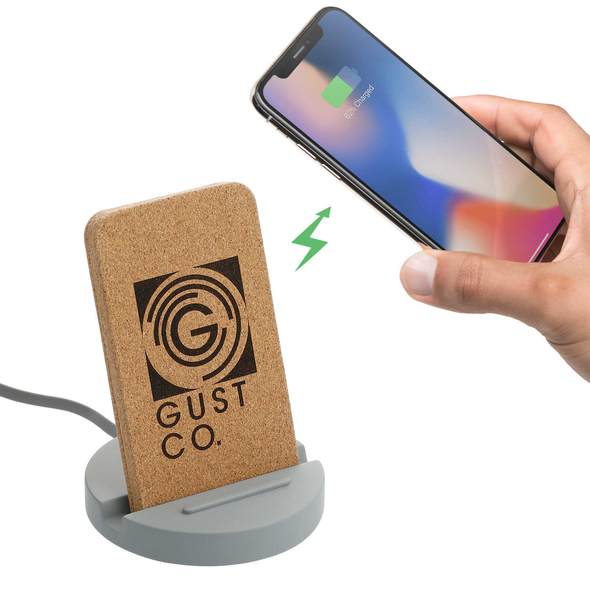 Set in Stone Limestone Wireless Charging Stand Full Color - Gray - Right Angle 4
