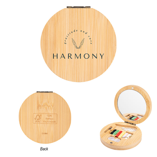 Sewing Kit with Mirror in Bamboo