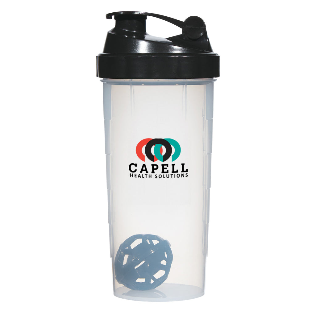 Shake-It-Up Bottle, 24 oz - Clear with Black - Colorbrite Drinkware