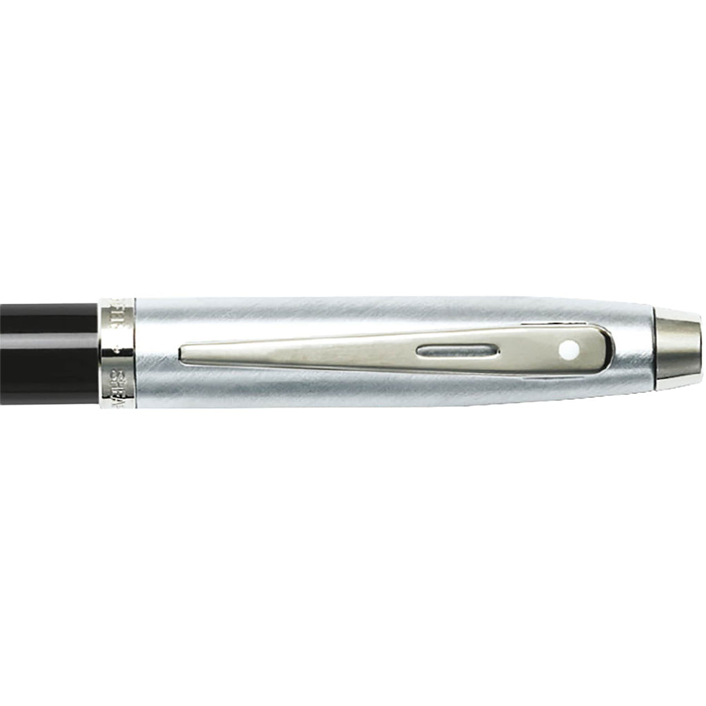 Sheaffer 100 Ballpoint Pen, Glossy Black and Chrome Laser Engraving - Black - Detail 2