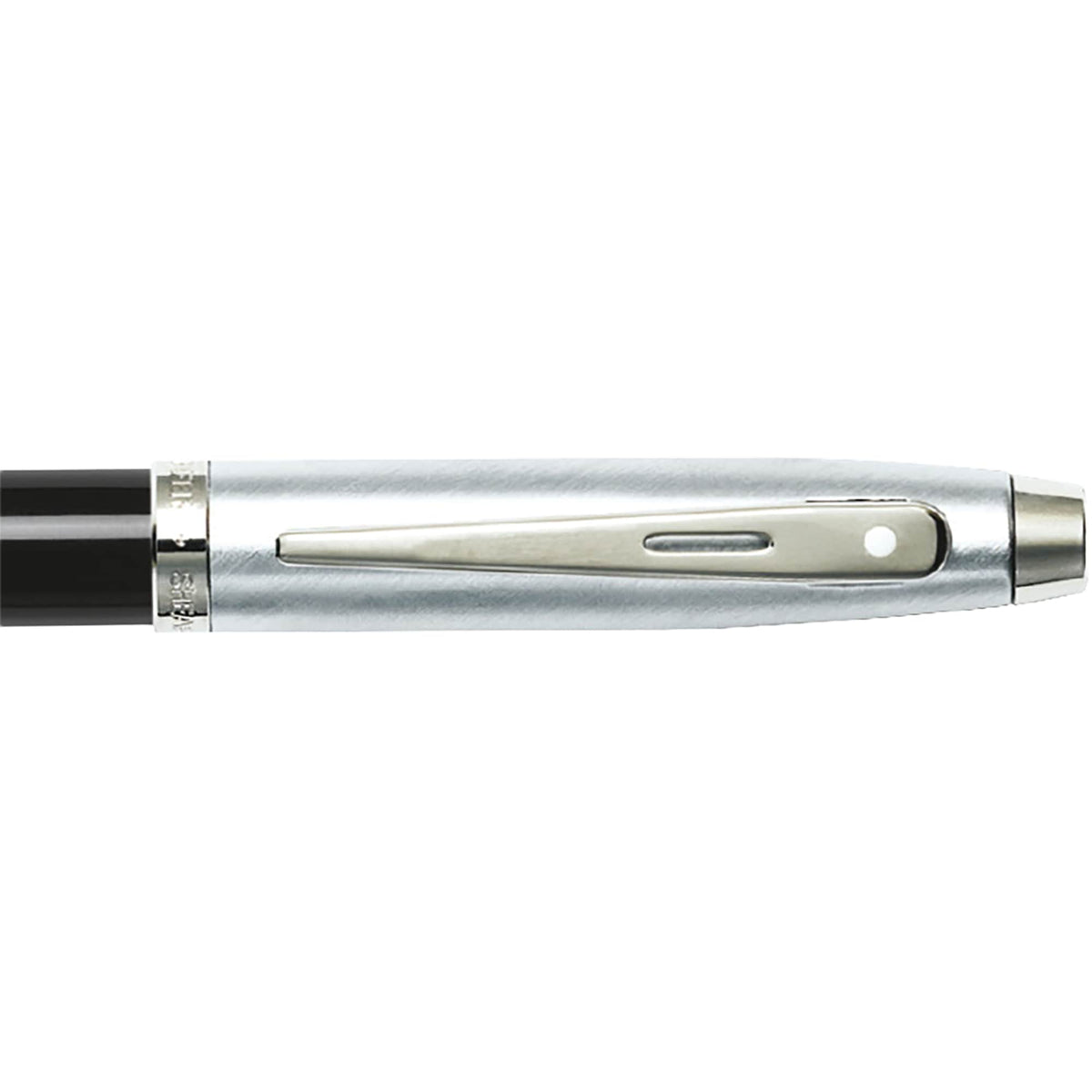 Sheaffer 100 Ballpoint Pen, Glossy Black and Chrome Laser Engraving - Black - Detail 2