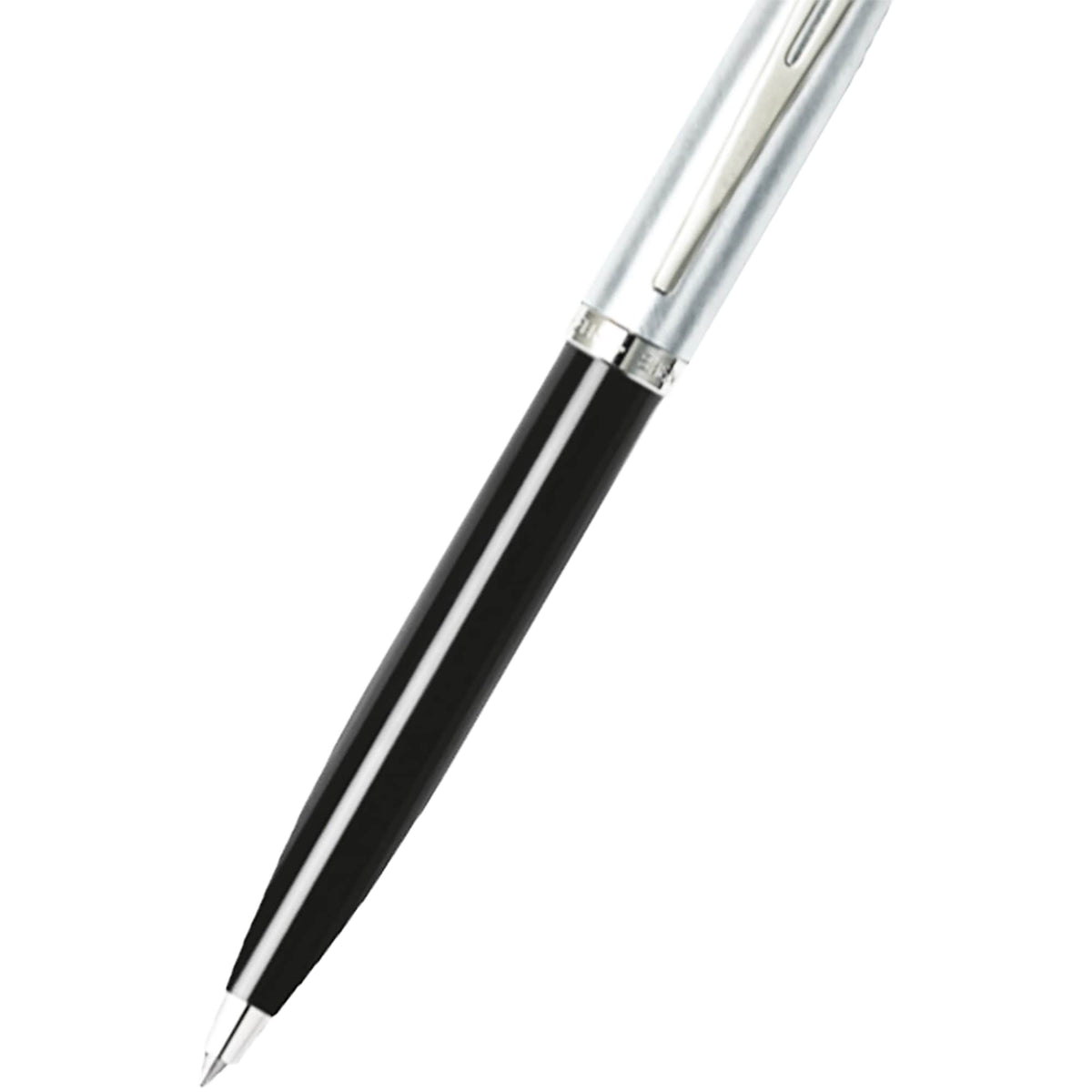 Sheaffer 100 Ballpoint Pen, Glossy Black and Chrome Laser Engraving - Black - Detail