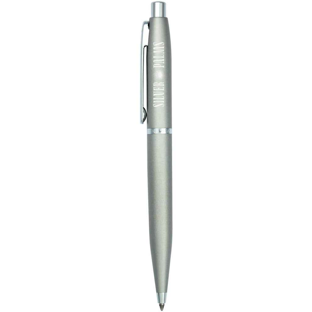 Sheaffer VFM Ballpoint Pen, Strobe Silver Laser Engraving - Silver - Front
