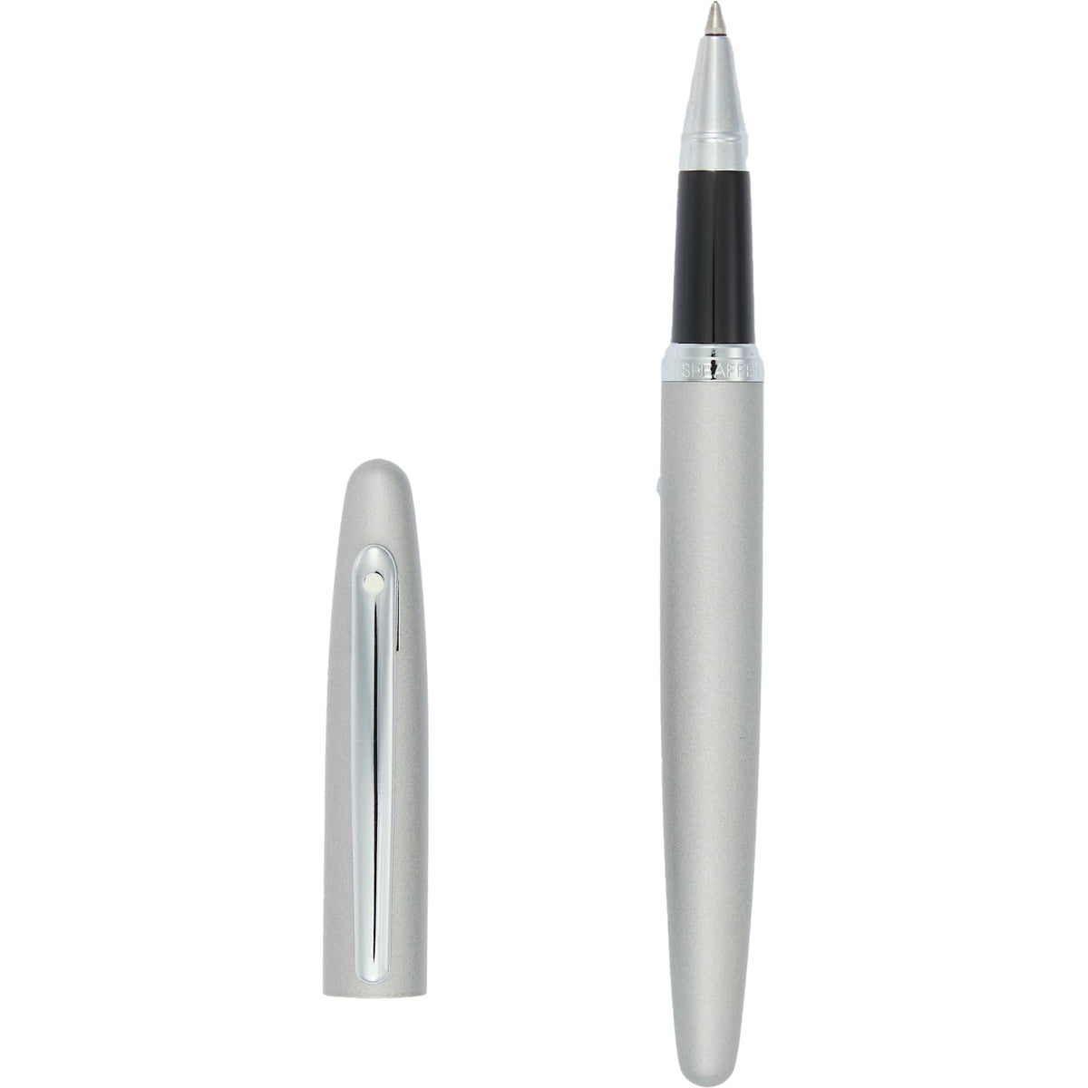 Sheaffer VFM Rollerball Pen in Strobe Silver Laser Engraving - Silver - Clip