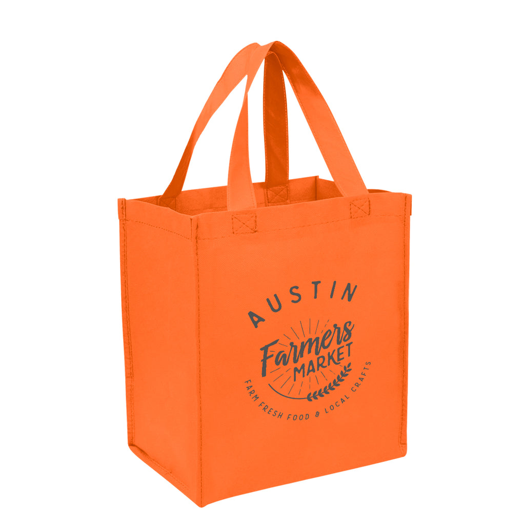 Shopping Tote Bag, Non-Woven - Orange - Silk Screen