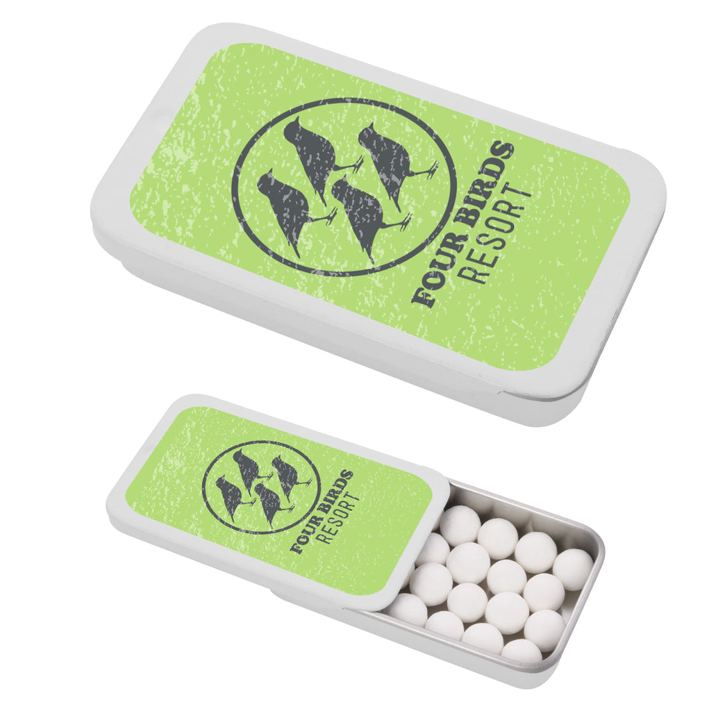 Signature Peppermints in a Slider Tin - White - laminated-decal