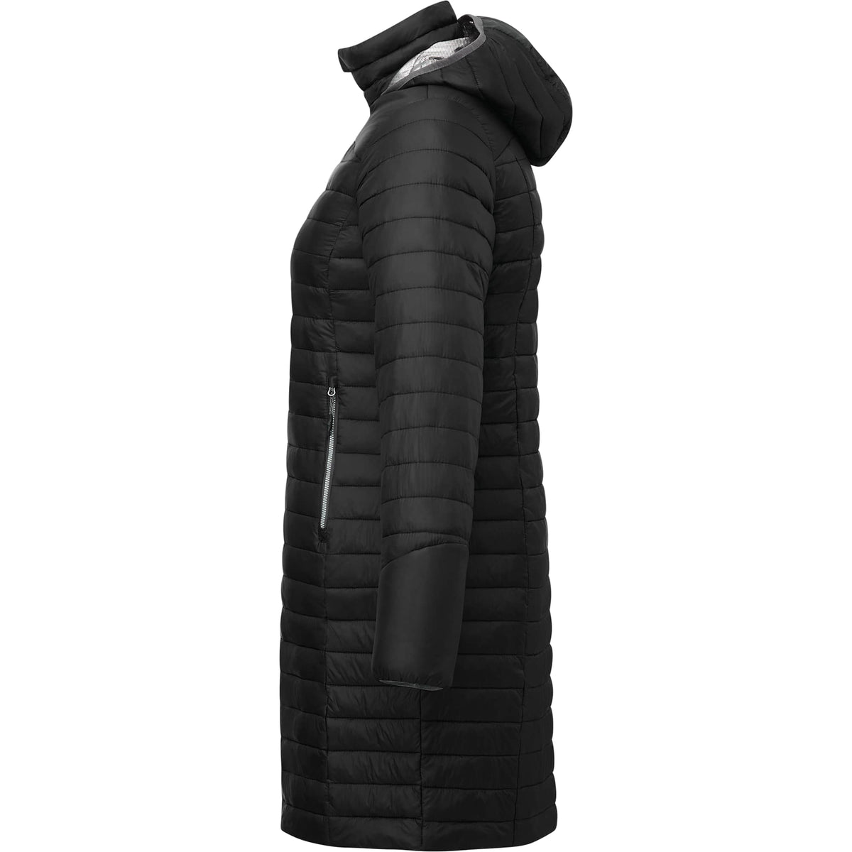 Silverton Long Packable Puffer Jacket for Women Embroidery - Black - Left Side
