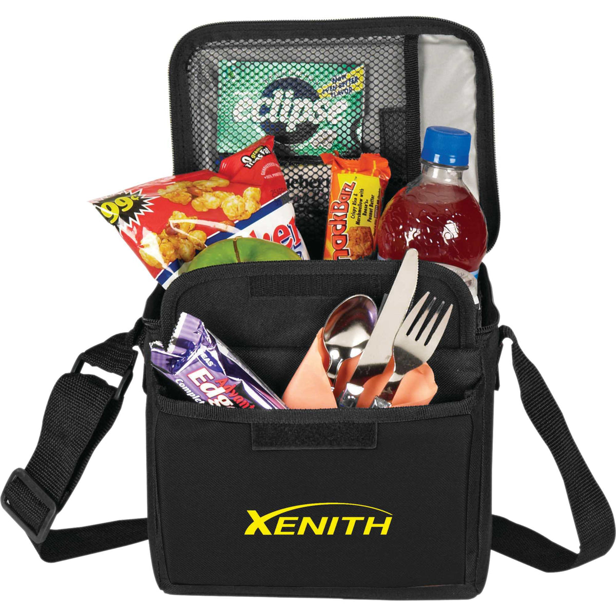 Six Can Lunch Cooler with Gusseted Pocket Full Color - Black - Photo 2