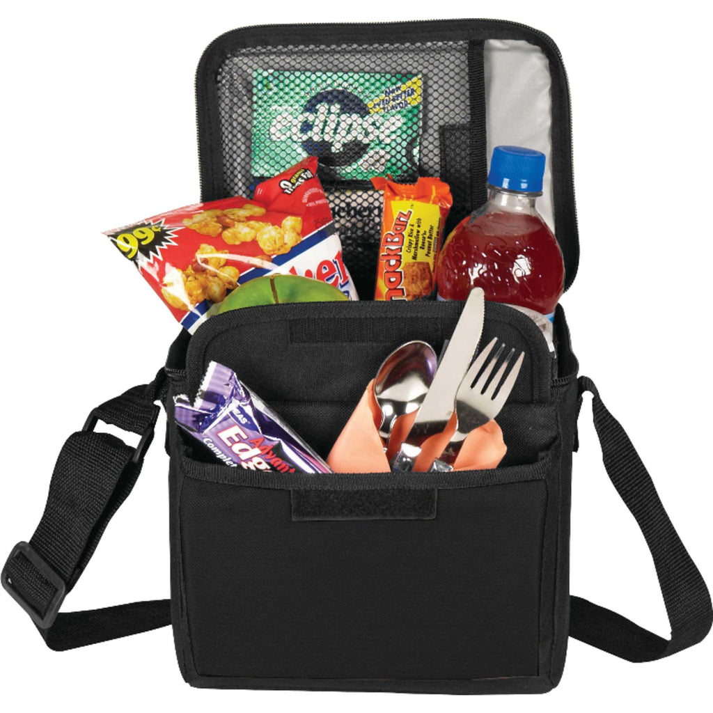 Six Can Lunch Cooler with Gusseted Pocket Full Color - Black - Photo 3