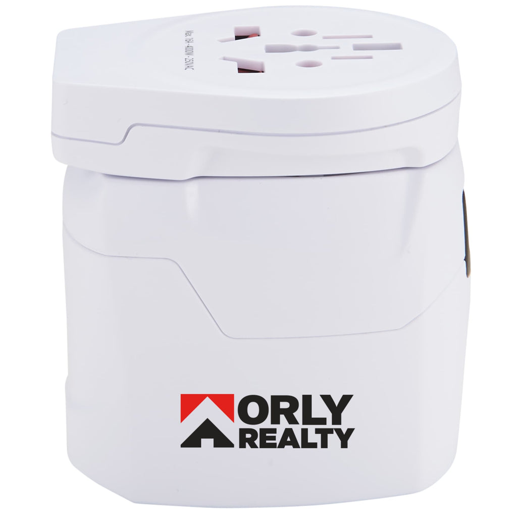 Skross PRO World Travel Adapter with USB Charger - White - Front