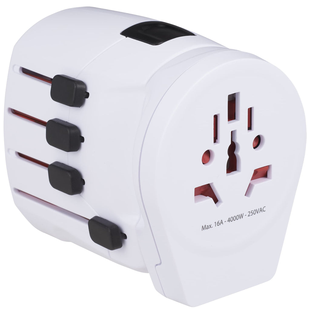 Skross PRO World Travel Adapter with USB Charger - White - Left Angle