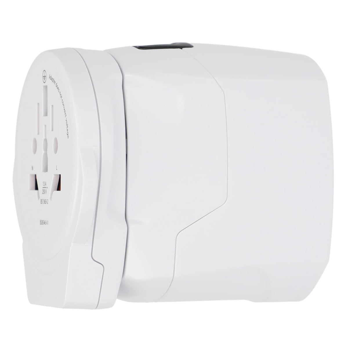 Skross PRO World Travel Adapter with USB Charger - White - Left Side 5