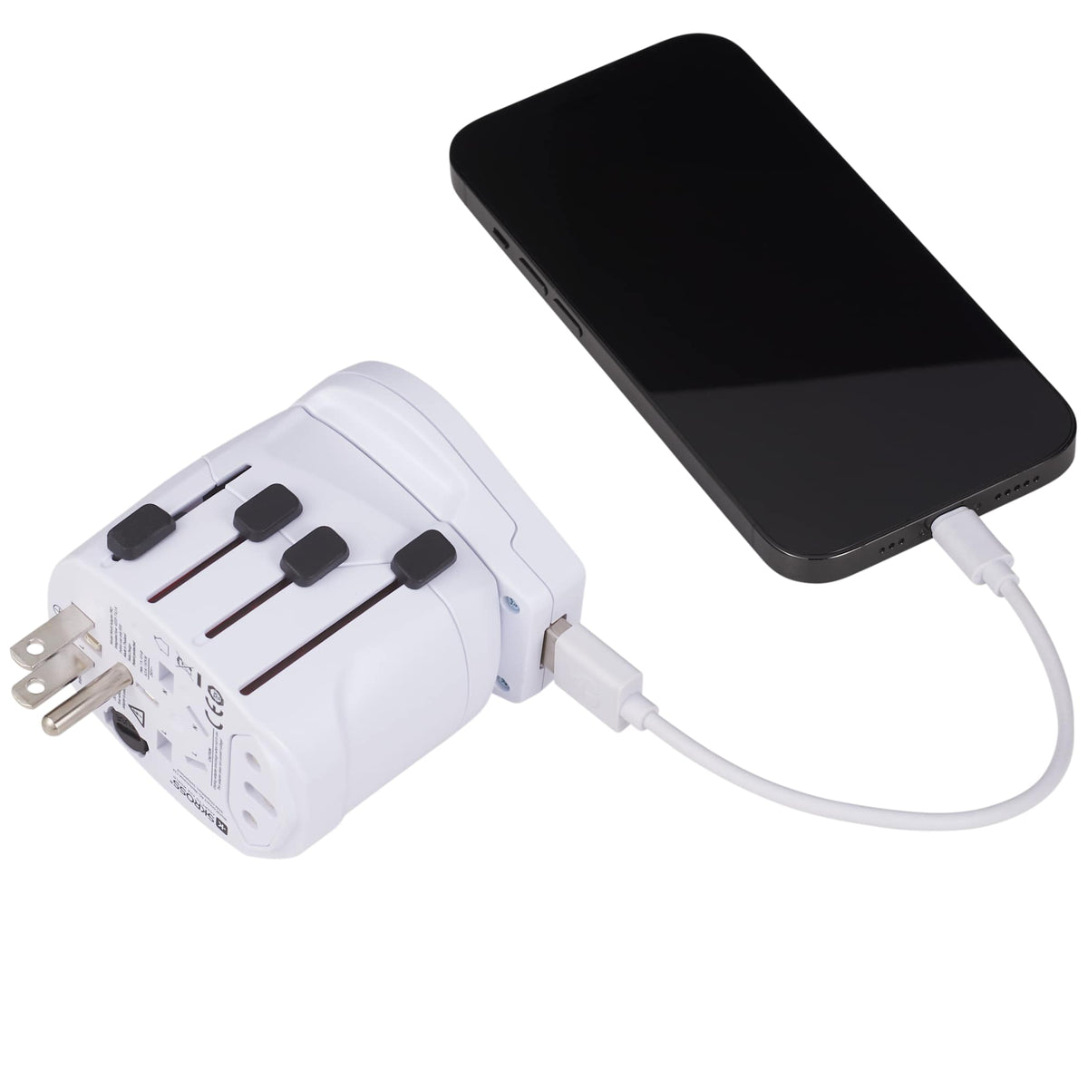 Skross PRO World Travel Adapter with USB Charger - White - Right Angle 5