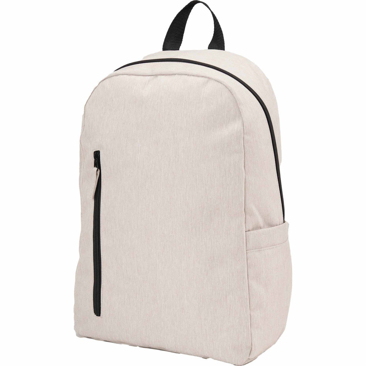 Skye Recycled Laptop Backpack with Vertical Zip, 15 Inch Embroidery - Cream - Left Angle 2