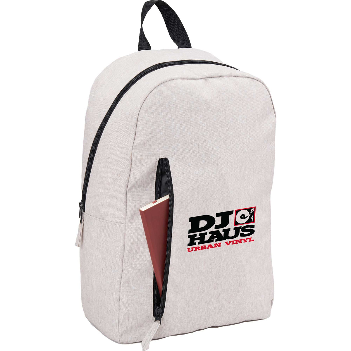 Skye Recycled Laptop Backpack with Vertical Zip, 15 Inch Embroidery - Cream - Right Angle 2