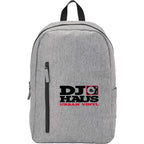 Skye Recycled Laptop Backpack with Vertical Zip, 15 Inch Embroidery - Gray - Front