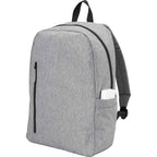 Skye Recycled Laptop Backpack with Vertical Zip, 15 Inch Embroidery - Gray - Left Angle 2