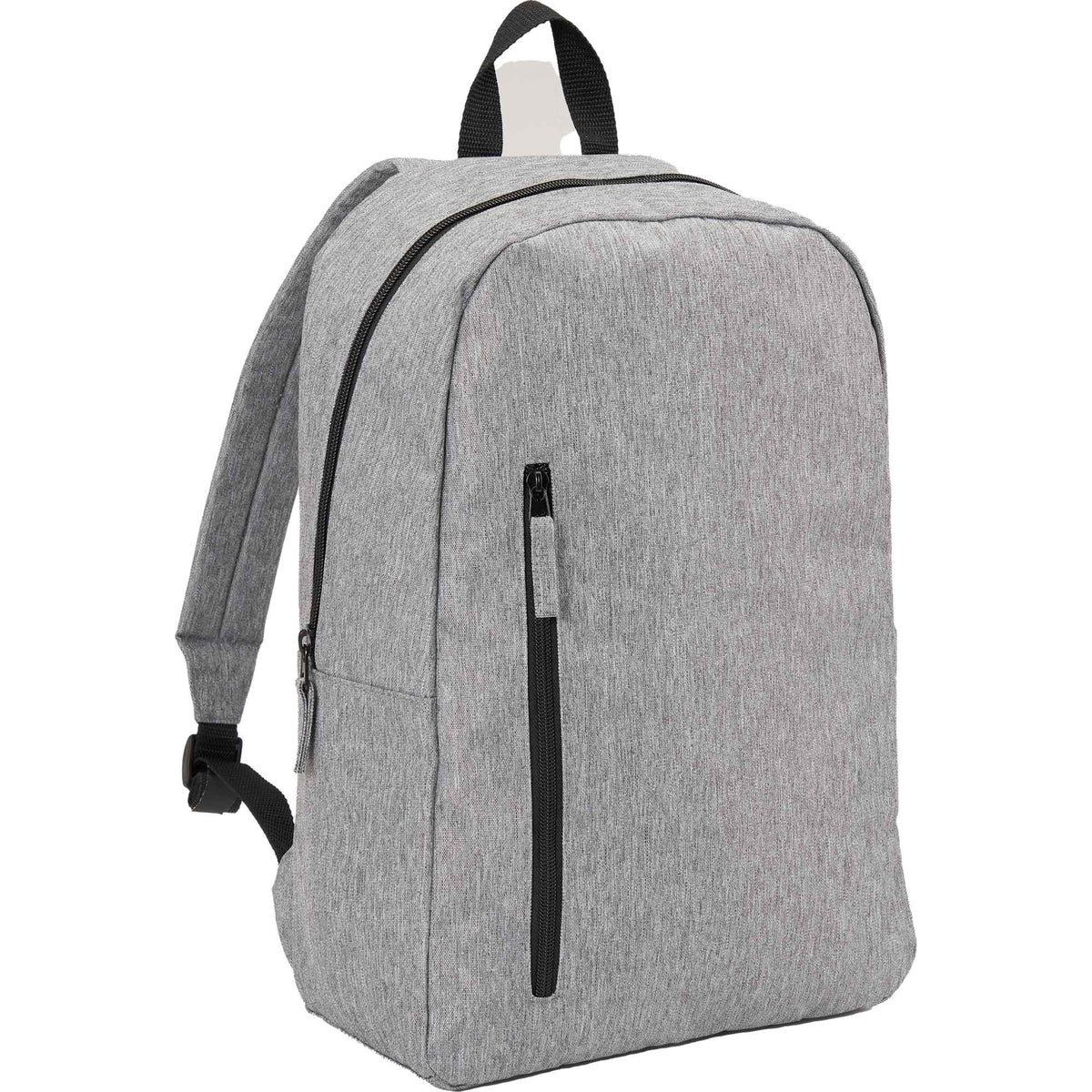 Skye Recycled Laptop Backpack with Vertical Zip, 15 Inch Embroidery - Gray - Right Angle