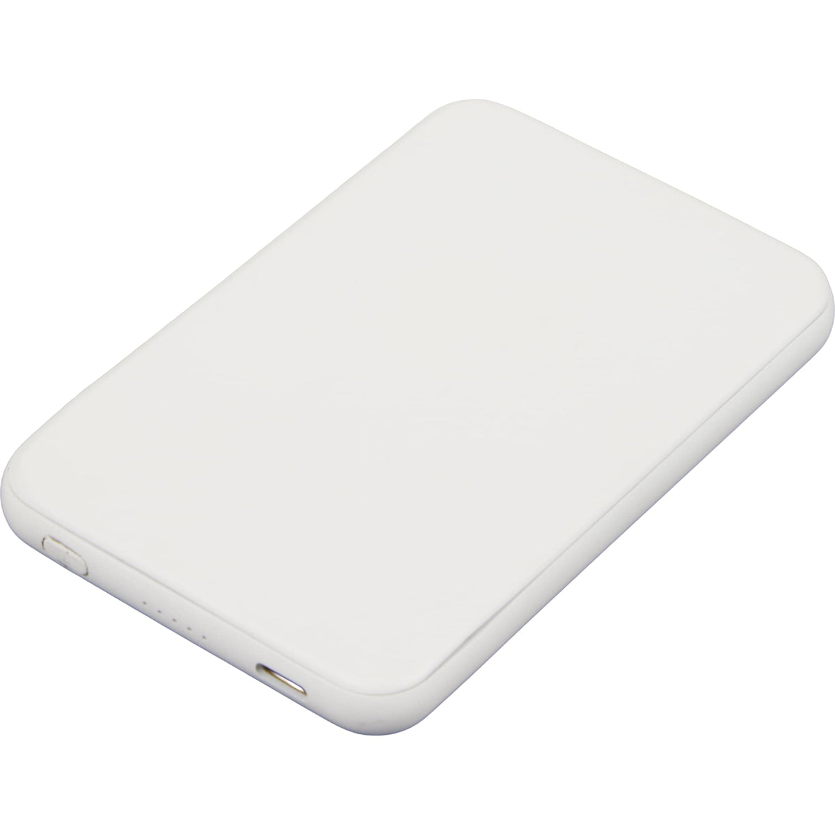 Slim Magnetic Power Bank with LED Indicators, 4,000 mAh Full Color - White - Left Angle