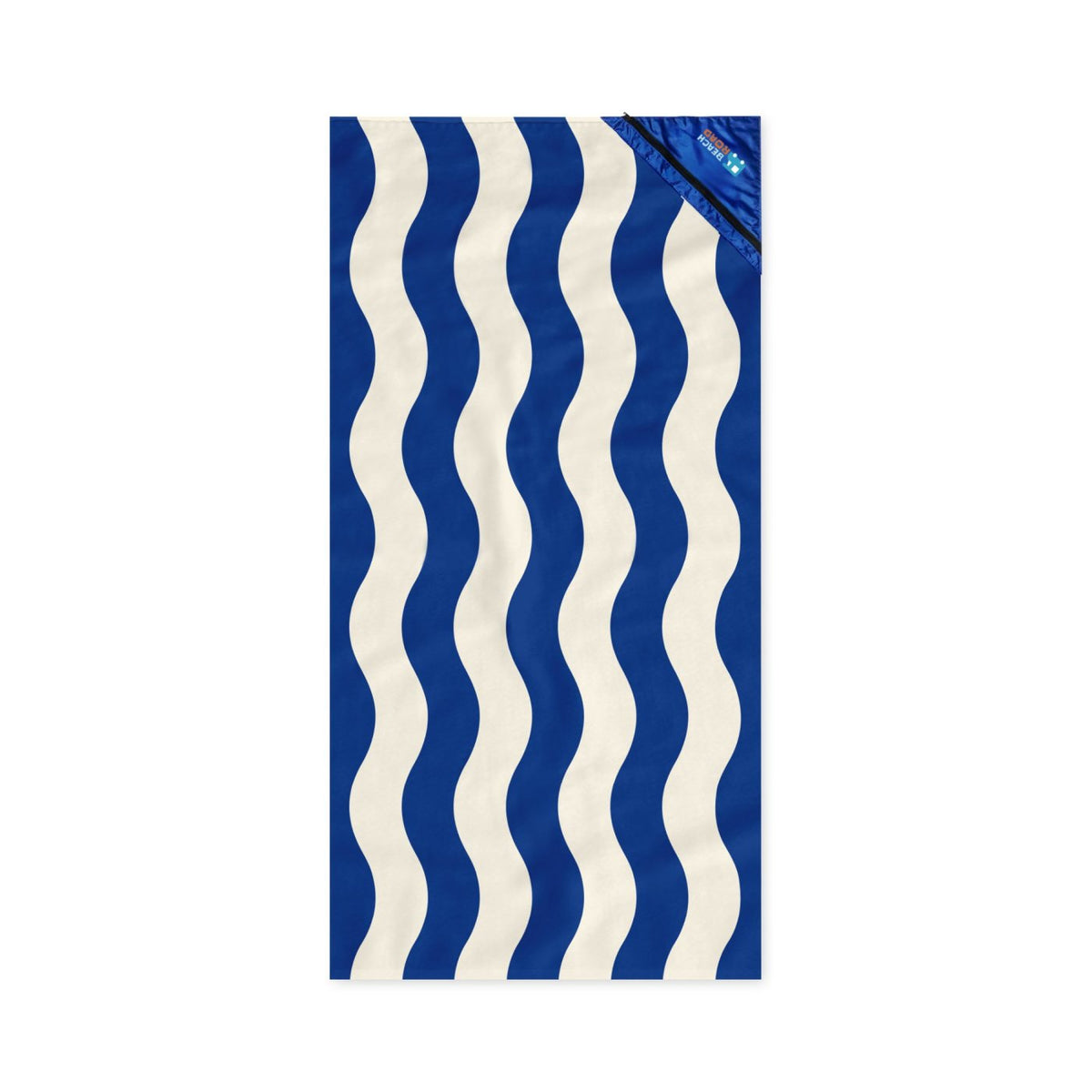 Slowtide Wavy Stripe Beach Towel with Zip Pocket, 60 x 30 Inches Transfer - Blue - View 1
