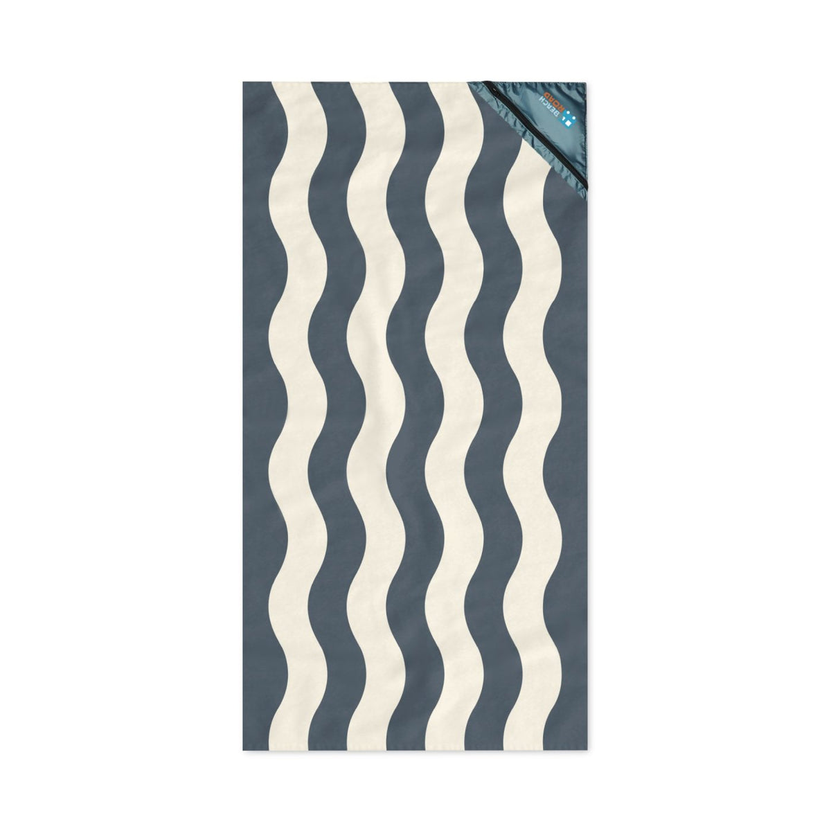 Slowtide Wavy Stripe Beach Towel with Zip Pocket, 60 x 30 Inches Transfer - Grey - View 1