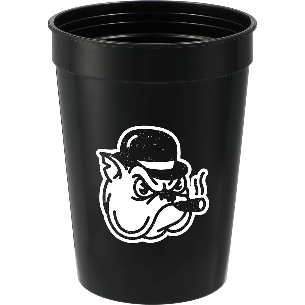 Smooth-Sided Plastic Stadium Cup, 12 oz - Black - Front