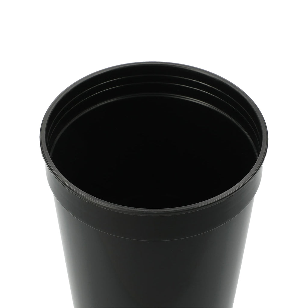Smooth-Sided Plastic Stadium Cup, 12 oz - Black - Right Angle