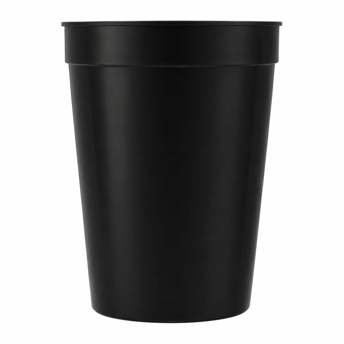 Smooth-Sided Plastic Stadium Cup, 12 oz - Black - Straight