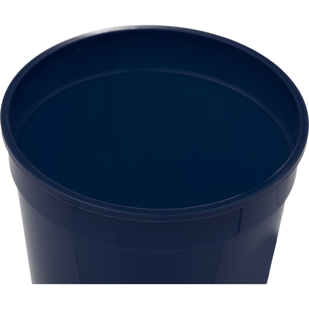 Smooth-Sided Plastic Stadium Cup, 12 oz - Navy - Right Angle
