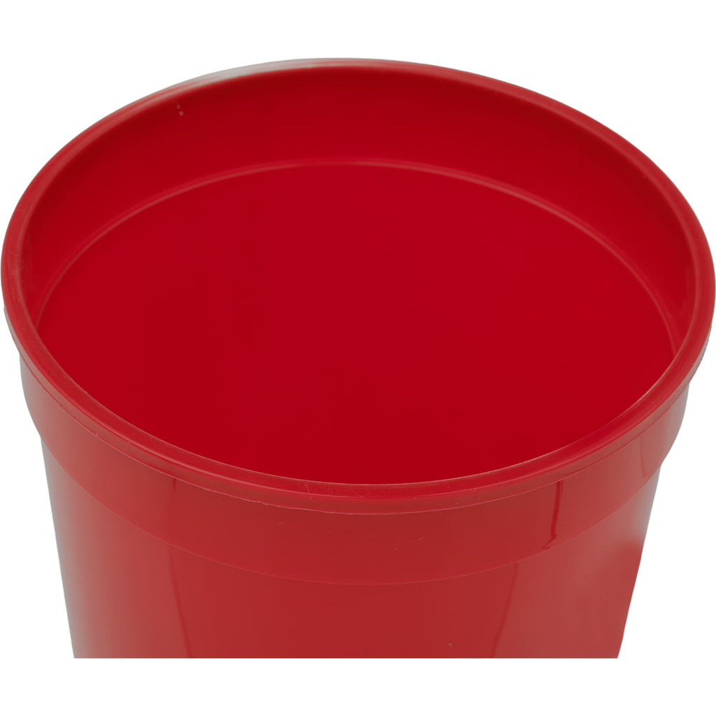 Smooth-Sided Plastic Stadium Cup, 12 oz - Red - Right Angle