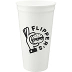 Smooth-Sided Plastic Stadium Cup, 24 oz - White - Front