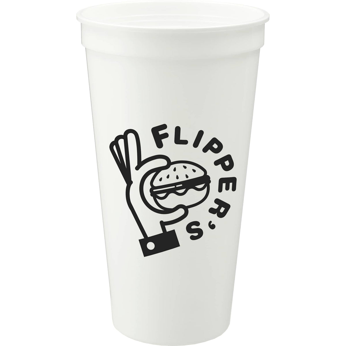 Smooth-Sided Plastic Stadium Cup, 24 oz - White - Front