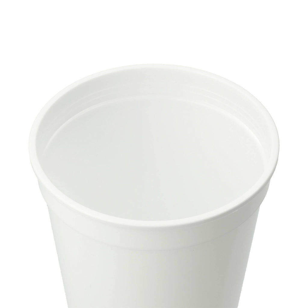 Smooth-Sided Plastic Stadium Cup, 24 oz - White - Right Angle