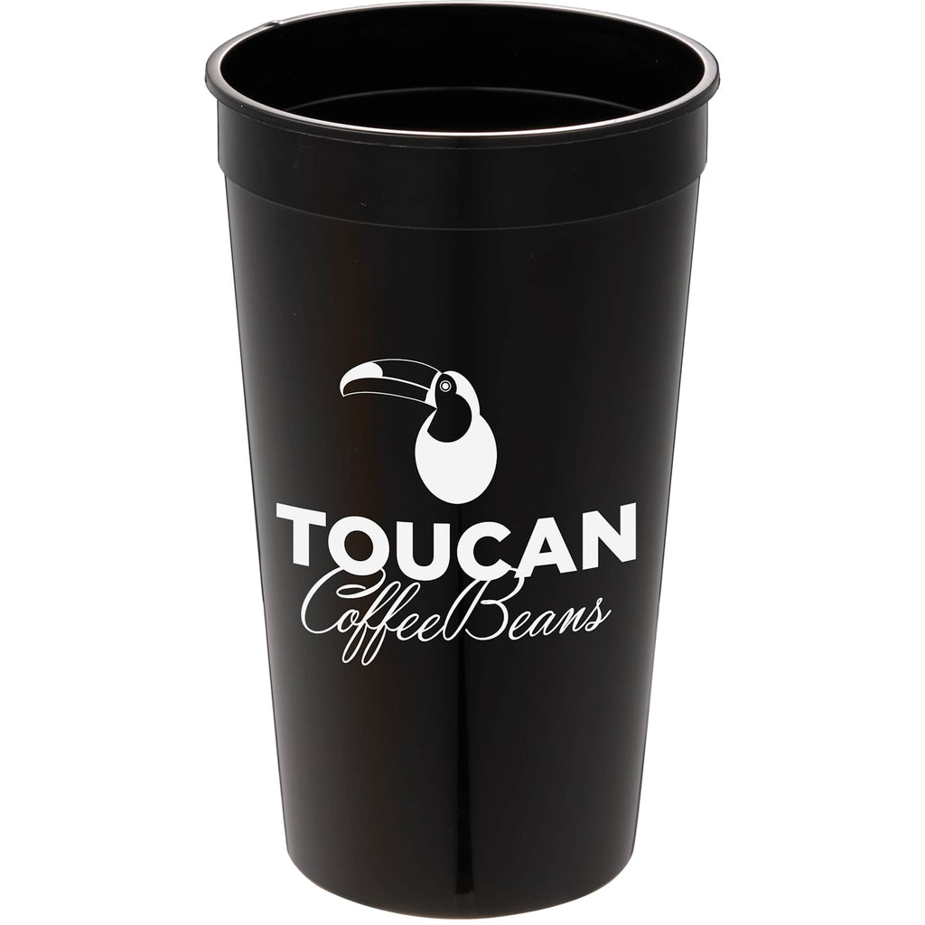 Smooth-Sided Plastic Stadium Cup, 32 oz - Black - Front