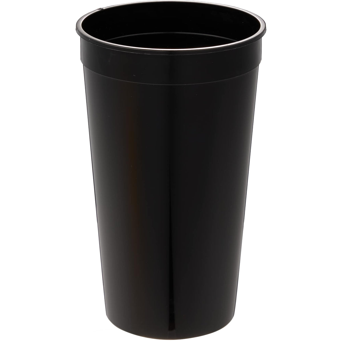 Smooth-Sided Plastic Stadium Cup, 32 oz - Black - Propped
