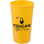 Smooth-Sided Plastic Stadium Cup, 32 oz - Yellow - Front