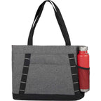 Snap Closure Meeting Tote in Recycled Polyester Embroidery - Graphite - Detail