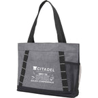Snap Closure Meeting Tote in Recycled Polyester Embroidery - Graphite - Left Angle